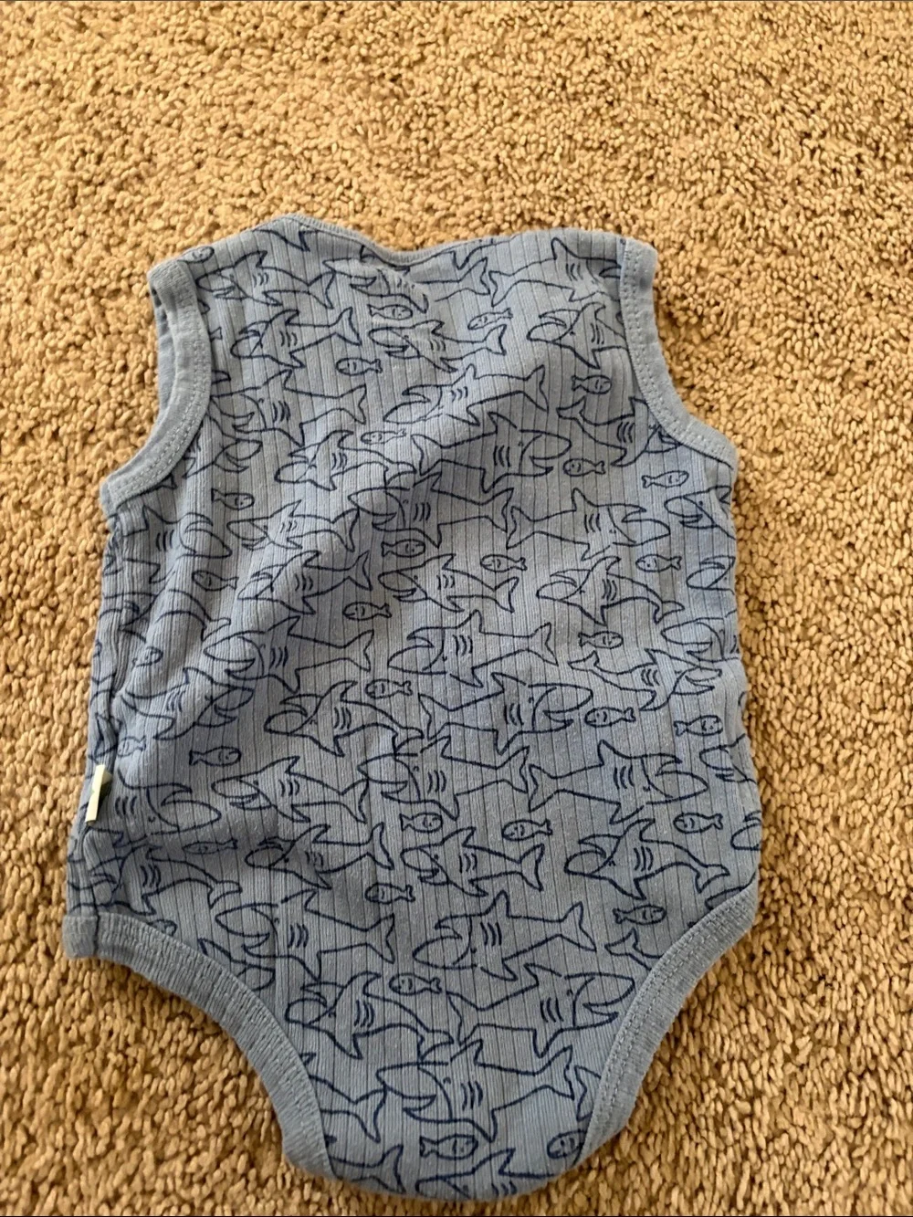 Blue Shark-Print Kids Matching Set - Sleeveless Romper & Shorts